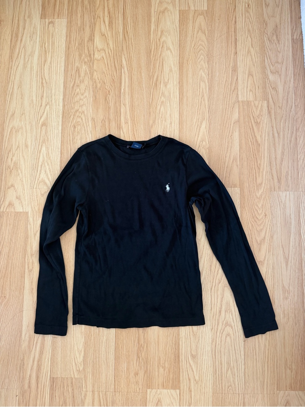 Ralph Lauren Black Long-Sleeve Crewneck Top with Pony Logo